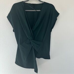 Forest Green Chic Wrap Blouse